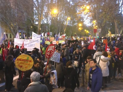 Demonstrations taking place outside COP25 in Madrid.