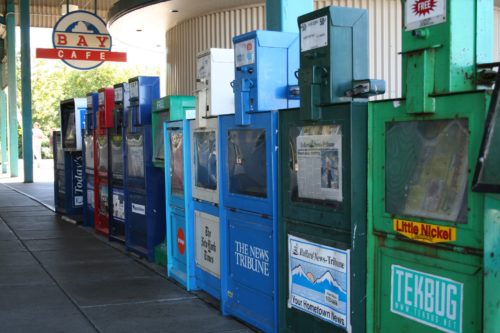 Newspaper vending machines in Seattle, Washington