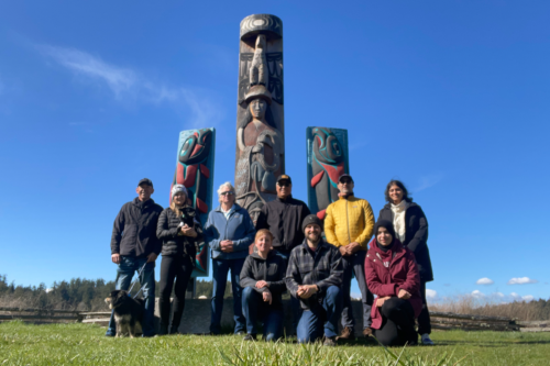 The ESI team and our friends and partners at the totem pole sculpture in "English Camp."